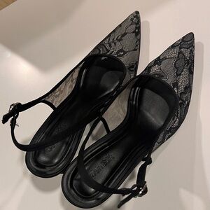 Chic Black Lace Slingback Heels